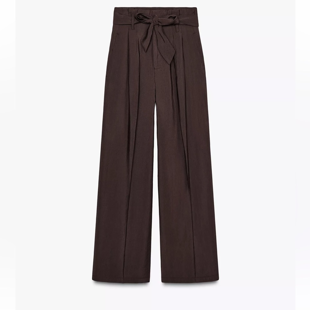 Zara wide leg belted pants / size small / brown